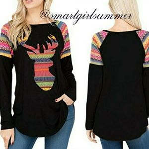 🆕⭐ Rainbow deer head t-shirt top